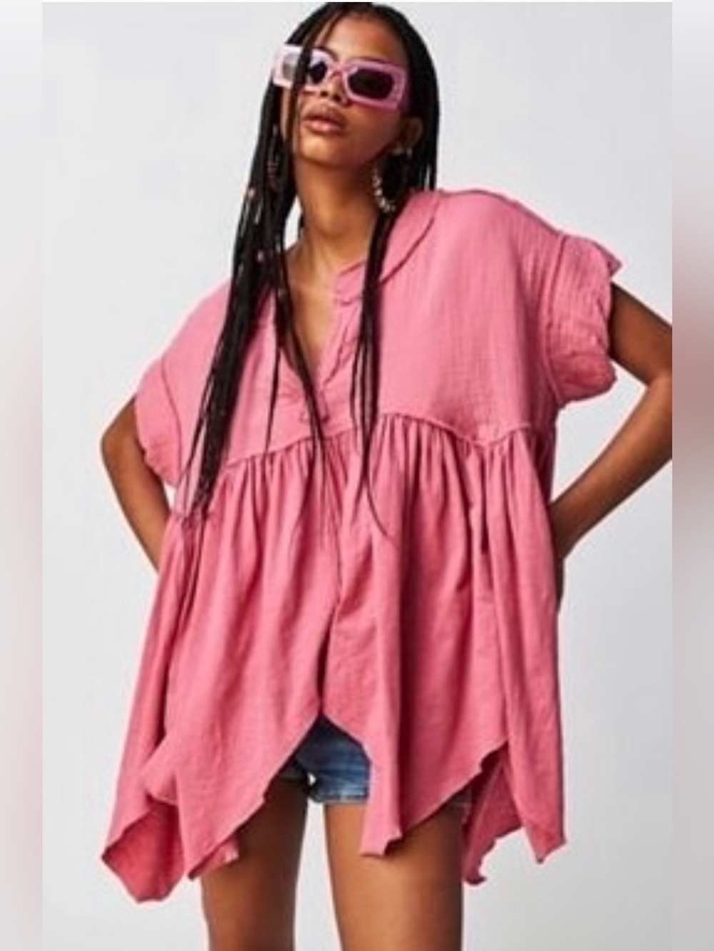 Free People Sugar Rush Babydoll Top XL NWT Soothing Petals